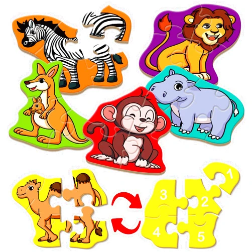 Broytain Wild Animal Puzzles for Kids Aged 3+,Shaped Puzzles for Beginners,3 Year Old Montessori Toys,Educational Activity for Toddlers,Preschool Learning Game for Boys Girls