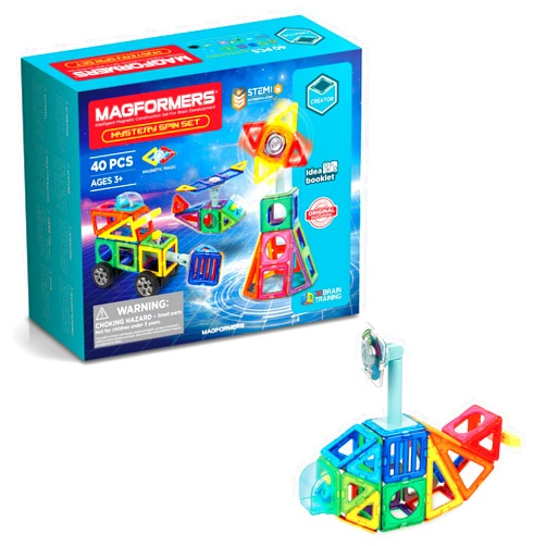Magformers Mystery Spin 40-Piece Set | Magnetic Tiles Building Blocks, Educational Kit, STEM Toy Set | Magnetic Building Tiles for Kids to Develop Problem-Solving Abilities and Shape Recognition