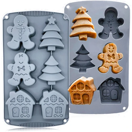 LLchunyun Christmas Silicone Molds For Baking Large Christmas Tree Holiday Silicone Molds 3D Shape Gingerbread Man Candy House Pine Tree Silicone Molds for Soap Jello Chocolate Cake MadeleineCandle Molds(1PCS)