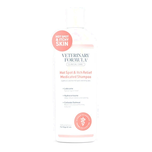 Veterinary Formula Clinical Care Hot Spot & Itch Relief Medicated Shampoo for Dogs and Cats 16oz – Helps alleviate sensitive skin, scratching, and licking of coat