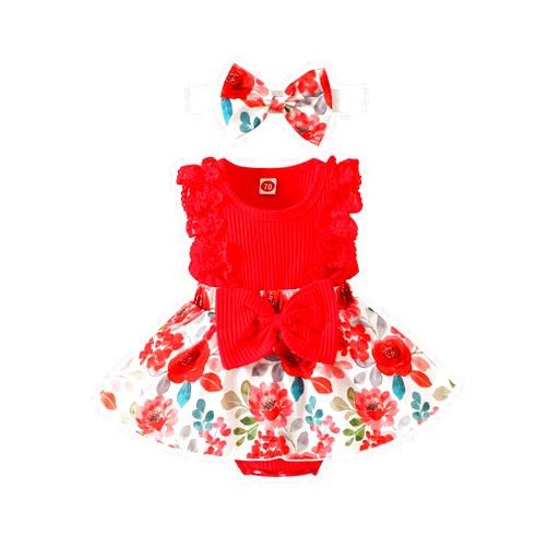 AIMAOMI Baby Girl Daisy Playsuits Ruffled Bodysuit+Headband Print Fly Sleeve Romper Floral Jumpsuit Summer Clothes