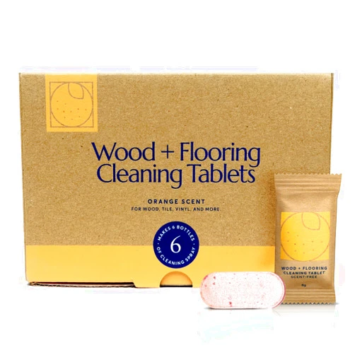CLEANOMIC Wood and Flooring Cleaning Tablets (6 Pack) - All-Purpose Multi-Surface Household Cleaner Tablets (Orange Scent)