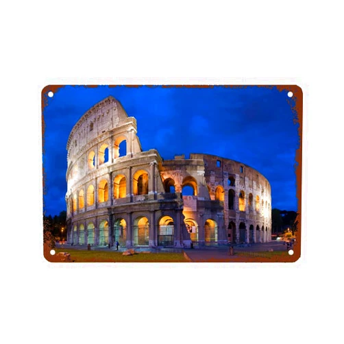 KhVhvs Metal Tin Sign Painting Rome Colosseum Poster Wall Decoration Art Posters Vintage Gifts Metal Tin Painting (12x18inch)