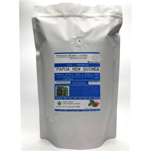 Smokin Beans 2-Pound Papua New Guinea Freshly Roasted Coffee, Washed Processing, Medium Roast, Premium Whole Bean Specialty Coffee