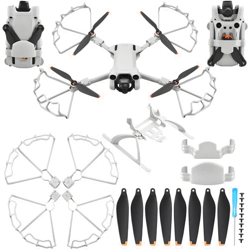 Craznick Mini 3 Pro Accessories Bundle: with Propellers Guard Blades Landing Gear Gimbal Protector Props Holder Strap Extensions Leg Lens Cover for DJI Mini 3 Pro Drone Accessories Set