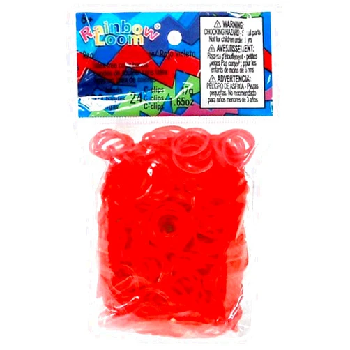 Rainbow Loom Official Rainbow Loom 600 Ct. Rubber Band Refill Pack *JELLY* RED [Includes 25 C-Clips!]