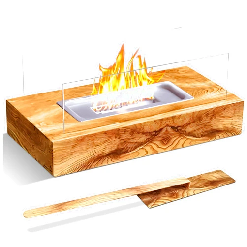 GlobOhN Wooden Tabletop Fire Pit, Wood Tabletop Fire Pit, Tabletop fire pit with a wood finish,Portable Fire Pit, Table Top Firepit, Small Table Top Fire Pit Bowl, Fire Pit Tabletop, Mini Fireplace