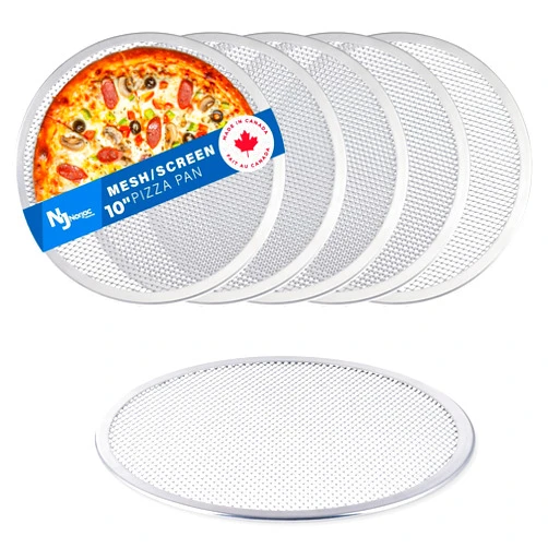 Norjac Bulk Pizza Screen, 10 Inch, 6 Pack, Seamless Rim, Restaurant-Grade, 100% Aluminum Pizza Pan, Oven-Safe, Rust-Free.