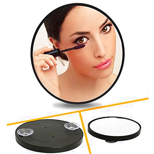 Glattol Kourtrico 20X Magnifying Mirror, 3.5 Inch Round Makeup Handheld Mirror with Two Suction Cups, Use for Application, Tweezing, and BlackheadBlemish Removal, Small Compact Travel Essential, Black