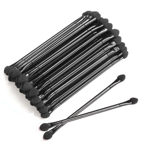 JOCEMY 30 PCS Professional Disposable Dual Side Sponge Eyeshadow Brush, Double Head Eye shadow Brushes Makeup Applicator Cosmetic Tools(Length: 12 cm, Round Handle, Black)