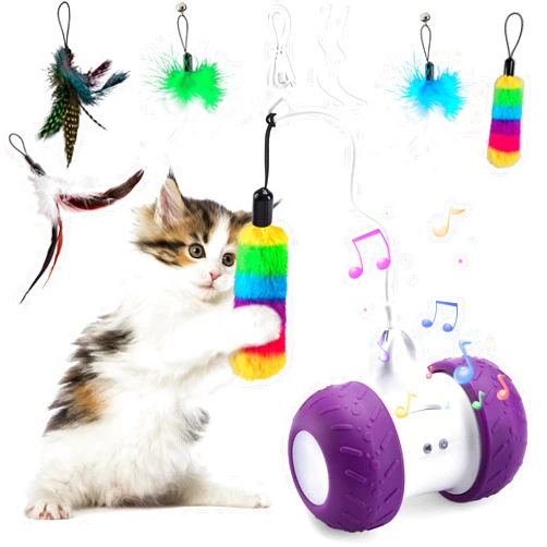 BEBOBLY Automatic Cat Toys Interactive for Indoor Cats, Electric Mouse Feather Toy for Kitten Pet Exercise Chasing Hunting, Self-Entertaining Smart Toys for Play Alone, USB Charging