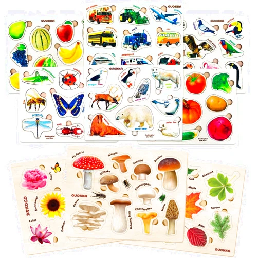 QUOKKA Multipack of 12 Kids Pegged Puzzles for Boys and Girls