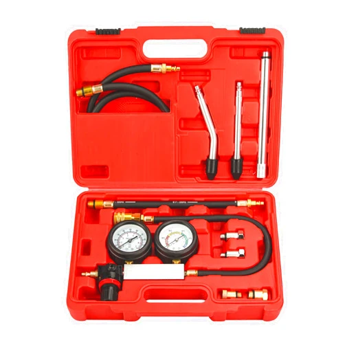 Handor Compression Leakdown Detector Leakage Test Set Cylinder Leak Down Tester Kit Dual Gauge Leakdown Detector Tool Set for Pressure Check & Leakage Rate Test Gasoline Engine