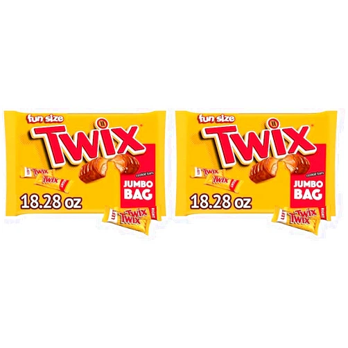 TWIX Fun Size Caramel Cookie Chocolate Candy Bars - 18.28 oz Bulk Candy Jumbo Bag (Pack of 2)
