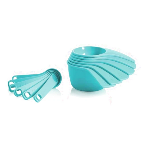 Tupperware Measuring Mates Set Cups and Spoons in Aruba Blue