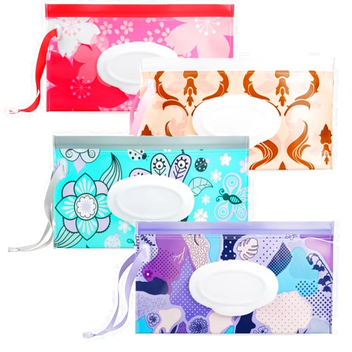 PandaEar 4 Pack Baby Wipe Dispenser, Portable Wipe Holder Refillable Baby Wipes Container Wet Wipe Pouch or outings and Travel