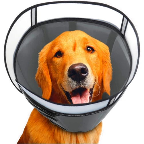 INKZOO Dog Cone Collar for After Surgery, Soft Pet Recovery Collar for Dogs and Cats, Adjustable Cone Collar Protective Collar for Large Medium Small Dogs Wound Healing (Sliver, Large)