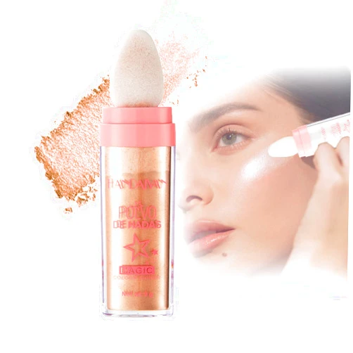 Vibebli Polvo De Hadas - Body Glitter Highlighter Powder Fairy Stick for Makeup Shimmer and Shine High Gloss Blush Contour Powder Makeup - Sparkle Patting Powder for Hair Face Eyes Body