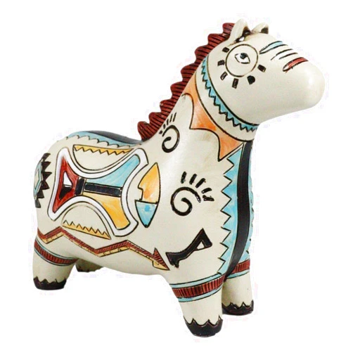 Ebros Gift Native Tribal American Aztec Hopi Indian Style Equine Mustang Horse Animal Totem Spirit Figurine Collection Celestial Heaven and Earth Inspired Colorful Patterns