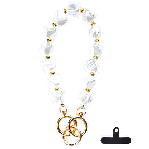 QeenRTUU Universal Beaded Phone Wrist Strap Acrylic Pearl Phone Strap Detachable Cellphone Lanyard Wristlet Bracelet Phone Chain Charm for Women Cell Phone Accessories