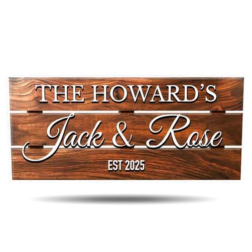 Aydan's unique finds Personalized Solid Wood Family Name Plate with Couples Names, Special Anniversary with Date of Establishment, Unique Wedding Gift, Rustic Home Decor, Christmas Gifts for Wife or Husband