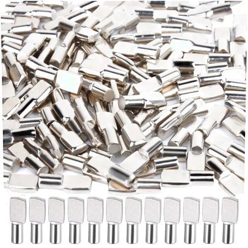 FANDAMEI 100 PCS Shelf Pins, Metal Nickel Support Pegs, Shelf Support Pegs, 5mm Shelf Pins, Spoon Shaped Cabinet Support Pins Holder (5mm)