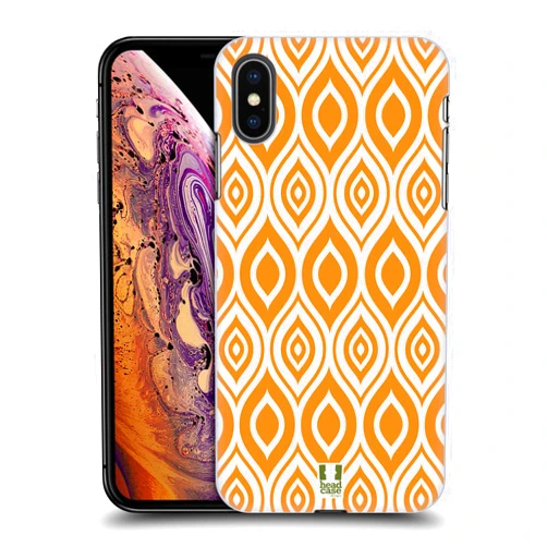 Head Case Designs Orange Mod Patterns Hard Back Case Compatible with Apple iPhone Xs Max