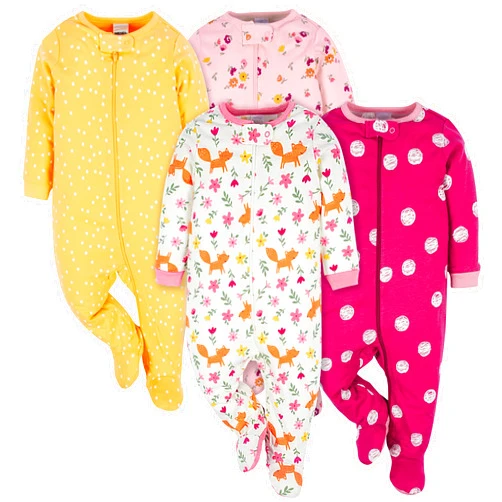 Onesies Brand baby-girls 4-pack Sleep 'N Play Footies Multi Pack