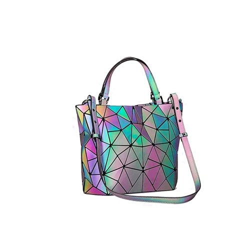 Kbinter Geometric Luminous Purses and Handbags Shard Lattice Eco-Friendly Artificial Leather Rainbow Holographic Purse, Color, Large