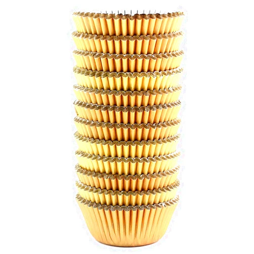 Eoonfirst Mini Foil Cupcake Liners Christmas Days Muffin Paper Baking Cups 300 Pcs (Gold)
