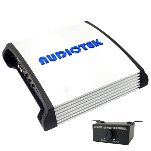 Audiotek AT1800S 2 Channel Stereo Car Amplifier - 1800 Watts, 2 Ohm Stable, LED Indicator, Full Range, Bass Knob Included, Great for Speakers and Subwoofers