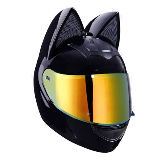 ESRADA Personalized Motorcycle Cat Ears Helmet - Adult Modular Full Face for Men and Women, Cool Street Electric Scooter Motocross, All Season Locomotive, DOT Certified