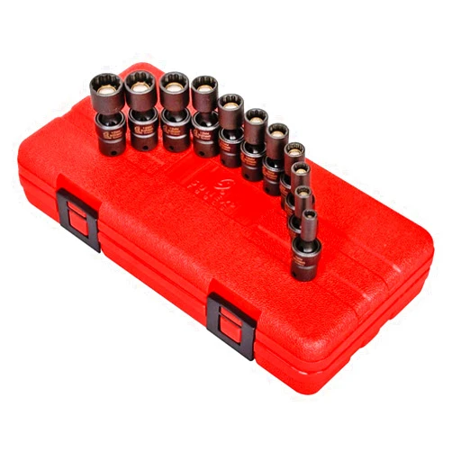 SUNEX TOOLS 1825 1/4-Inch Drive Universal Magnetic Impact Socket Set, Metric, 12-Point, Cr-Mo, 5mm - 15mm, 11-Piece