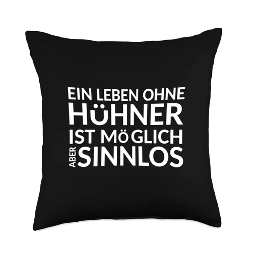 Hühner Bauer Landwirt Garten - Lustige Sprüche A Life Without Chicken is Possible but Meaningless Fashion Gift Throw Pillow, 18x18, Multicolor