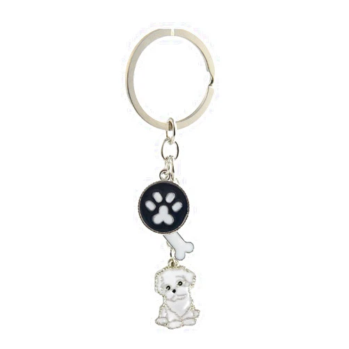 Kasoyo Key-ring Keychain,Cute Metal Small Dog Puppy Keychain Keyring Keyfob Car Bag Charm Dog Tag Chains Birthday (Bichon Frise)
