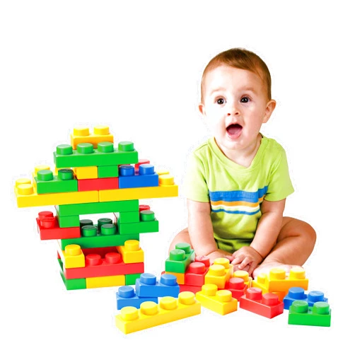 UNiPLAY Basic Soft Building Blocks — Cognitive Development Toy, Educational Blocks, Interactive Sensory Chew Toy for Ages 3 Months and Up (36-Piece Set)