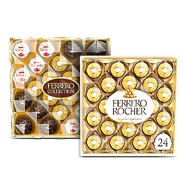 Ferrero Rocher Ferrero Chocolate Holiday Gift Boxes, Ferrero Rocher (24-piece), Ferrero Collection, Assorted Chocolate Candy (24-piece), 2 Boxes, 19.6 oz Total