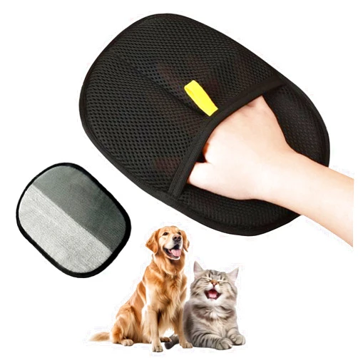 QQM 2026 Upgraded Pet Hair Removal Glove – Double-Sided, Reusable & Static Grooming Mitt for Cats & Dogs – Easily Remove Fur from Furniture, Couch, Carpet & Clothes
