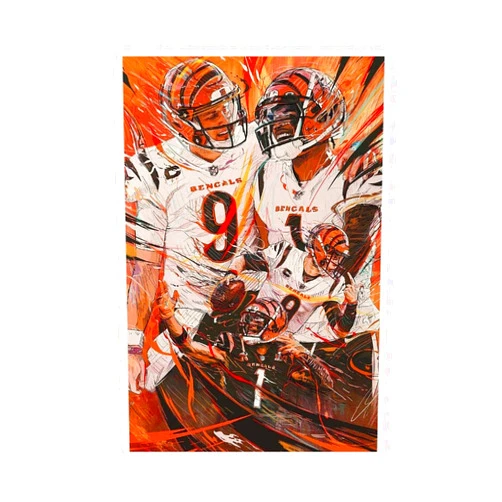 Aikelai Joe Burrow Ja'Marr Chase Poster Canvas Poster Wall Art Decor Print Picture Paintings for Living Room Bedroom Decoration Unframe:12x18inch(30x45cm)