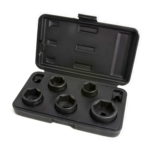 Steelman 5-Piece 3/8-Inch Drive Low Profile Oil Filter Wrench Socket Set, 24mm, 27mm, 29mm, 32mm, and 36mm Sizes