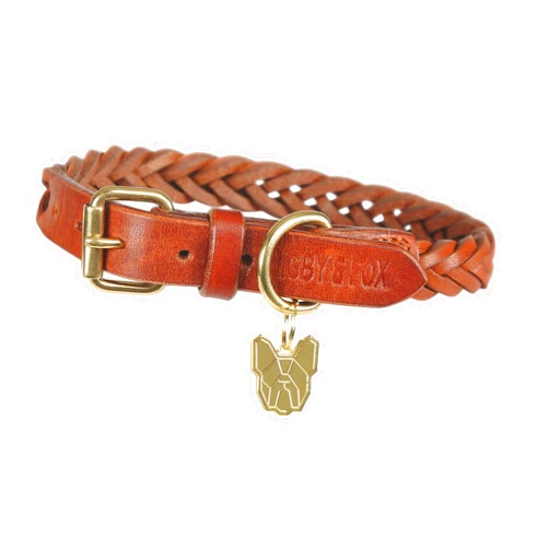Shires Digby & Fox Plaited Dog Collar (Tan, Medium)