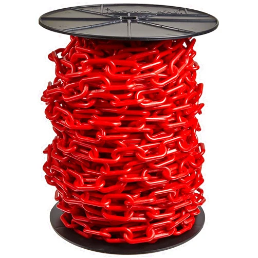 Mr. Chain Plastic Barrier Chain Reel, Red, 1.5-Inch Link Diameter, 200-Foot Length (30105)