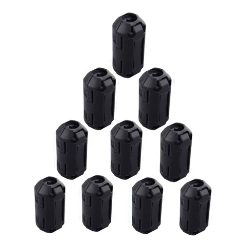 Futheda 10PCS Noise Filter Cable Ring, Snap on Ferrite Ring Core Anti-Interference Bead Choke Ring Cord RFI EMI Noise Suppressor High-Frequency Filter with 7mm Inner Diameter Ferrite Cable Clip Black