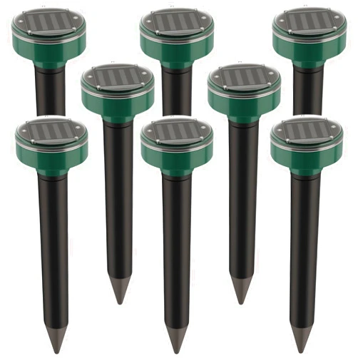 Jahy2Tech 2026 Upgraded Solar Powered Mole Repellent Ultrasonic Gopher Repellent for Yard IP65 Waterproof Vole Repellent Outdoor Sonic Mole Deterrent & Groundhog Chipmunk Rodent Stakes for Lawn,8 Pack