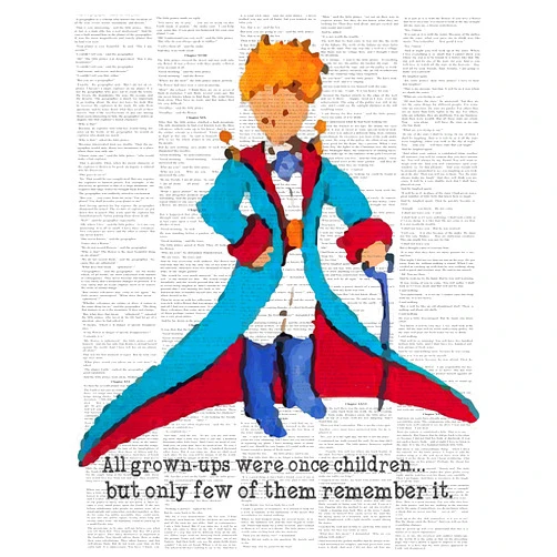 Children Inspire Design Little Prince Upcycled Like Print 12x18 Inch Print, The Little Prince Colorful Inspired Quote Le Petit Prince Upcycled Like Art Print Wall Decor Quotes Art Nursery Wall Hanging, Wall Décor for Kids
