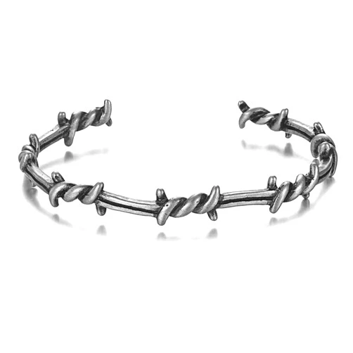 tqyzkh Cuff Bracelets for Men Women Gifts Barbed Wire Bracelet Bangle Thorn Line Geometric Twisted Titanium Steel Open Cuff Twist Bracelet Jewelry Bangles