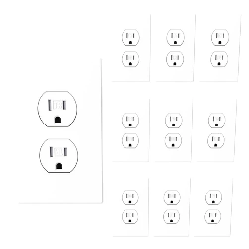 ELEGRP Matte White Tamper Resistant Duplex Outlets, Mid Wall Plate Included,15A 125V Standard Electrical Duplex Receptacle TR Wall Outlet, 5-15R, Self-Grounding, Residential Grade, UL Listed (10 Pack)