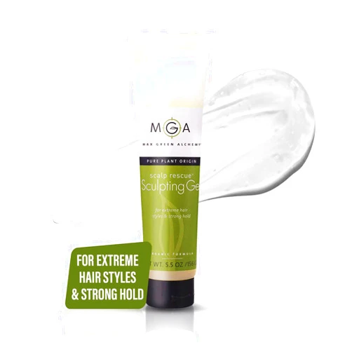 Max Green Alchemy MGA Vegan Sculpting Hair Gel Tube - Organic Formula for Extreme Hair Style for Men & Women | Curly Hair Products Provide Strong Hold & Lasting Control | Color Safe | 5.5 Ounces