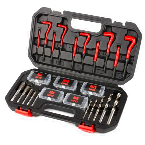 TAILUG Thread Repair Kit, 131-Piece Metric Helicoil Kit in M5 M6 M8 M10 M12 with HSS Drill Bits Taps Threaded Inserts Screw Tap Installation and Tang Break Tool