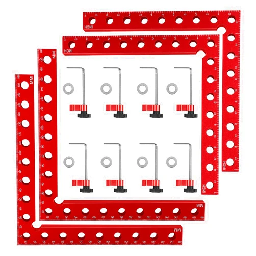 Chaoos 90 Degree Clamp, Corner Clamps for Woodworking, 4 Pack 7.1 “x 7.1” Aluminum L-Shape Right Angle Clamp, Woodworking Tool Angle Clamp, 2 Side Scale, For Chests, Cabinets, Drawers, Picture，Frames